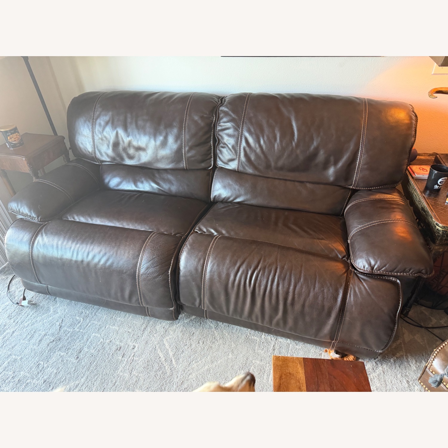 Leather Electric Recliner Loveseat - image-1