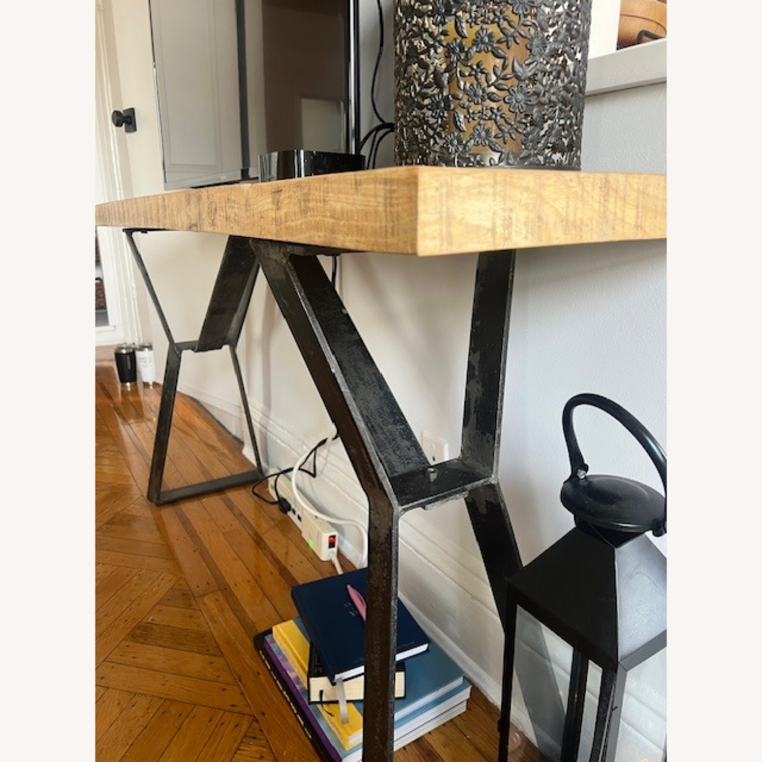 Vintage/Antique Wood & Iron Console Table - image-1