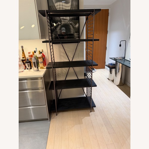Used CB2 Scala Black Wood Bookshelf with Metal Frame for sale on AptDeco