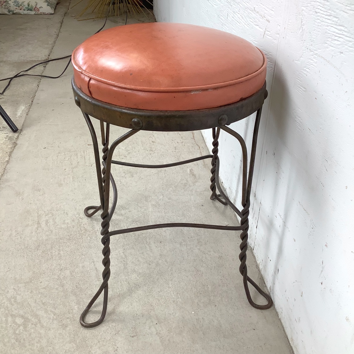 Decorative Wrought Iron Vanity Stool - image-2