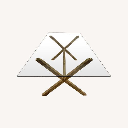 Used Emiliano by Wade Logan Gold Glass Dining Table for sale on AptDeco