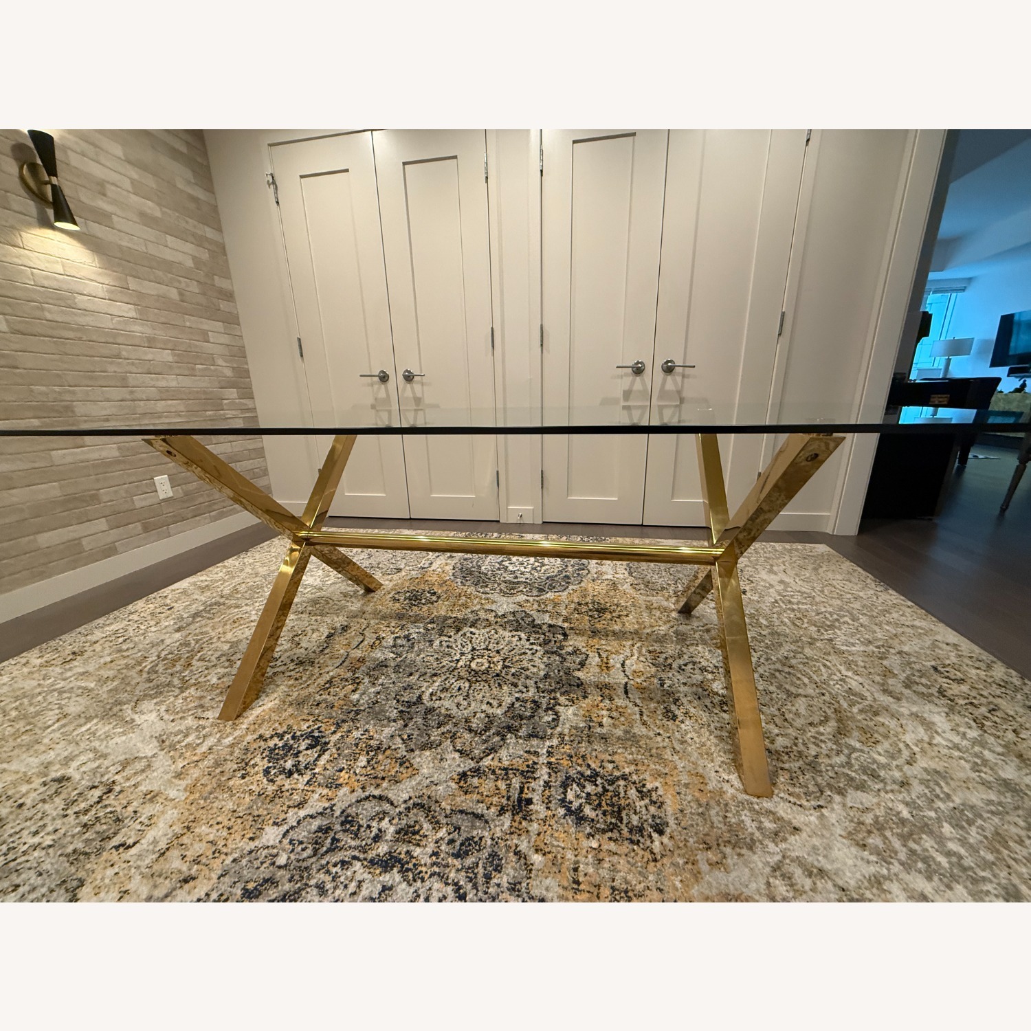 Emiliano by Wade Logan Gold Glass Dining Table - image-2
