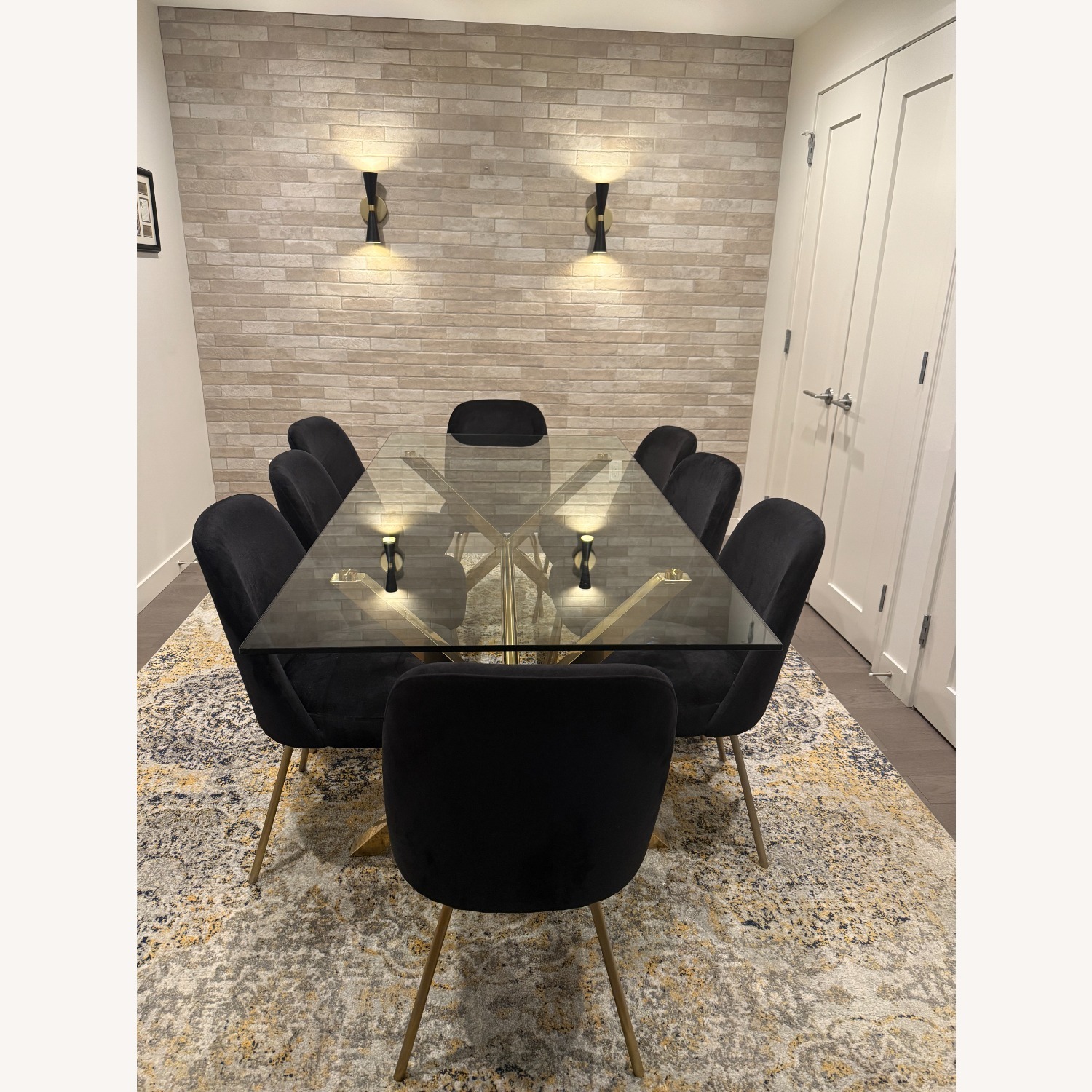 Emiliano by Wade Logan Gold Glass Dining Table - image-3