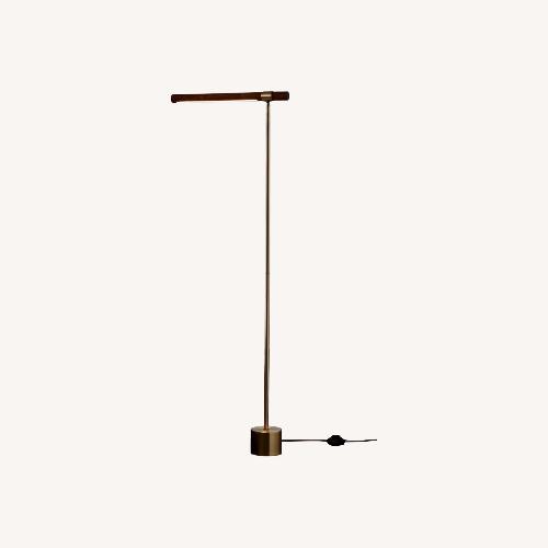 Used West Elm Dark Linear Wood LED Floor Lamp for sale on AptDeco