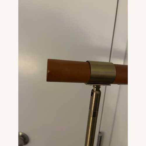 Used West Elm Dark Linear Wood LED Floor Lamp for sale on AptDeco