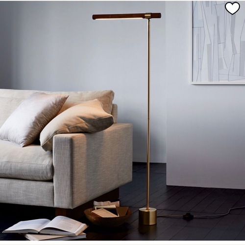 Used West Elm Dark Linear Wood LED Floor Lamp for sale on AptDeco