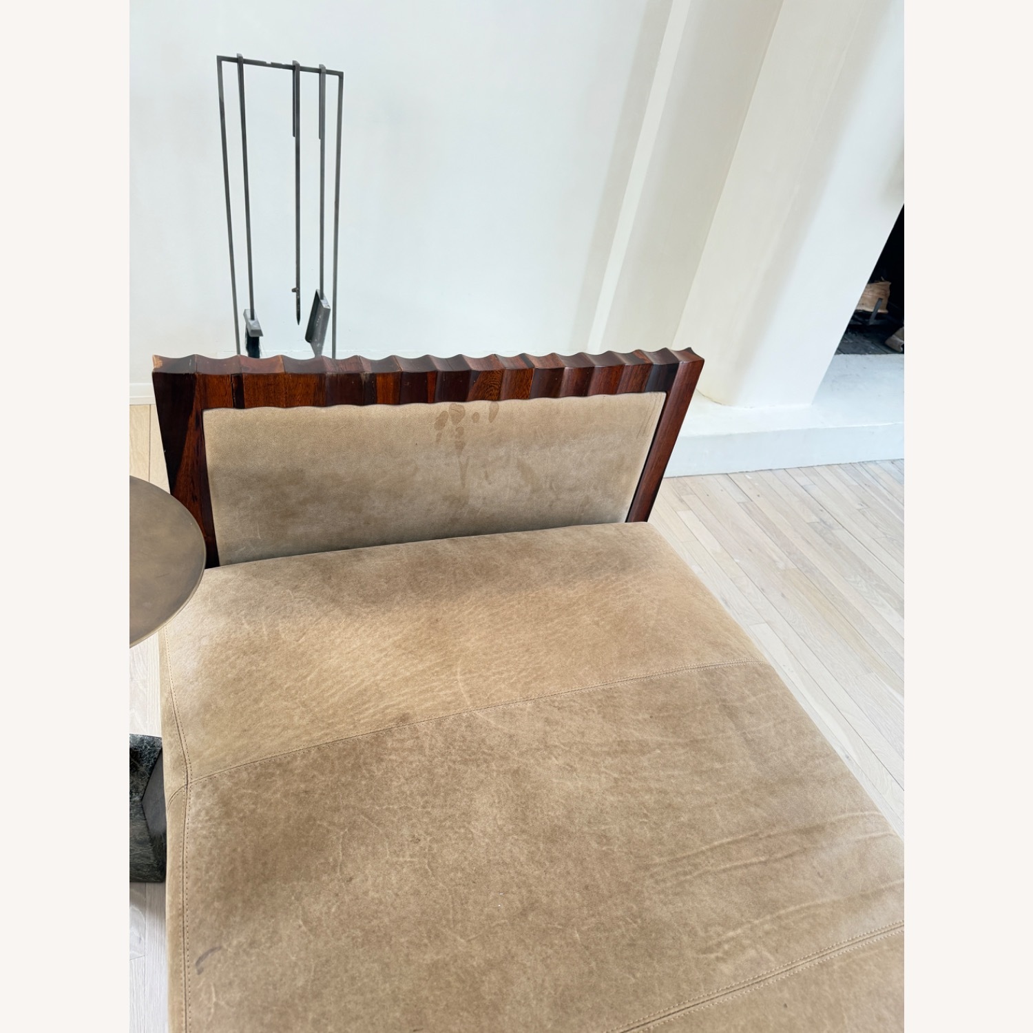 Art Deco Vintage Fluted Wood Chaise Lounge - image-2