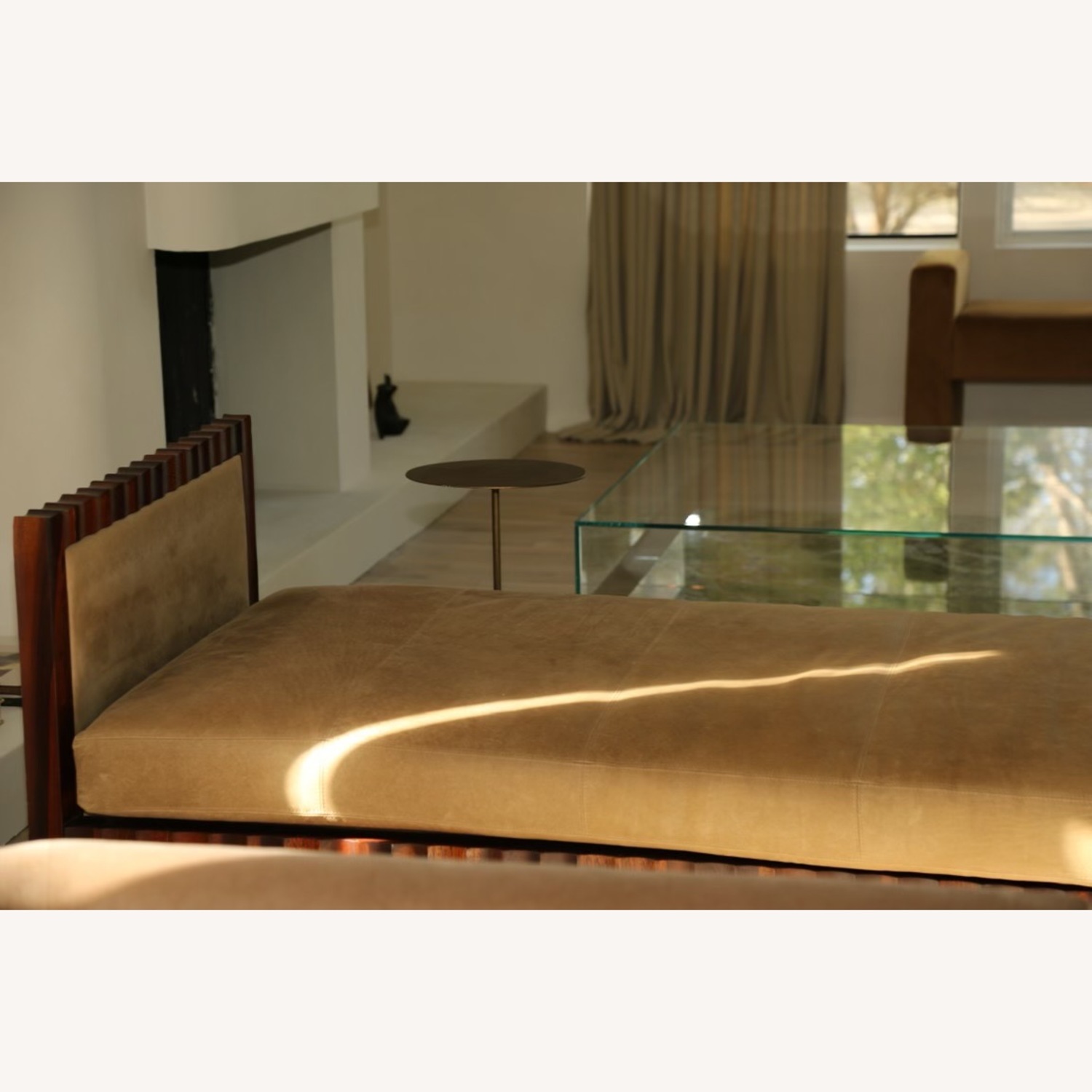 Art Deco Vintage Fluted Wood Chaise Lounge - image-4