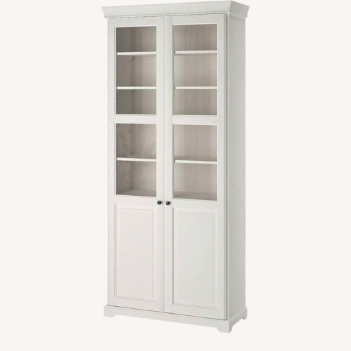 Used IKEA LIATORP Bookcase with Glass Doors in White for sale on AptDeco