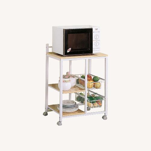 Used Kitchen Cart In Natural Brown W 2 Open Shelves for sale on AptDeco
