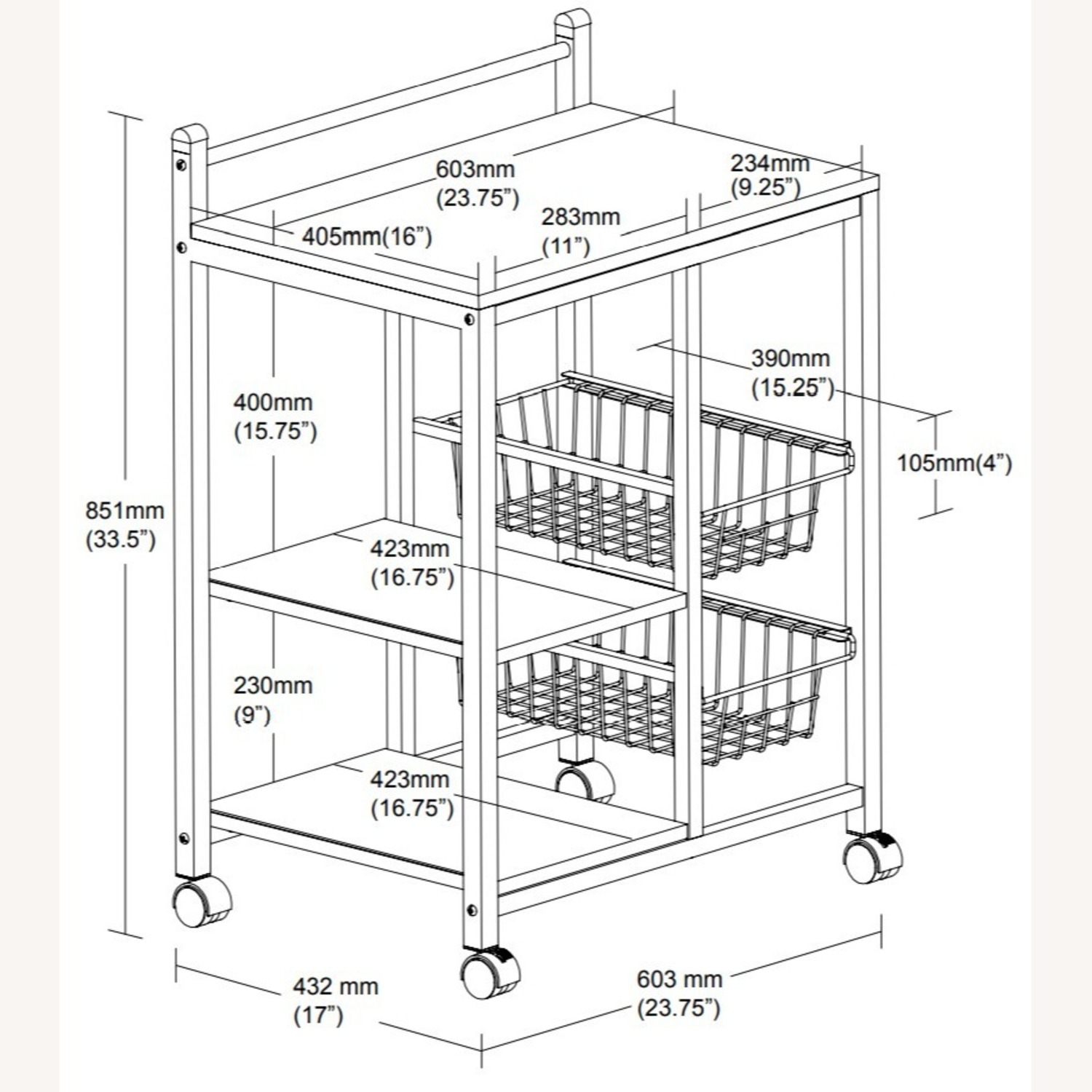 Kitchen Cart In Natural Brown W 2 Open Shelves - image-4