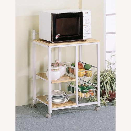 Used Kitchen Cart In Natural Brown W 2 Open Shelves for sale on AptDeco