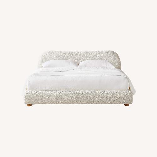 Used CB2 Diana White Fabric Queen Bed for sale on AptDeco