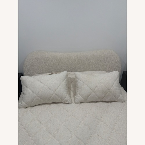 Used CB2 Diana White Fabric Queen Bed for sale on AptDeco