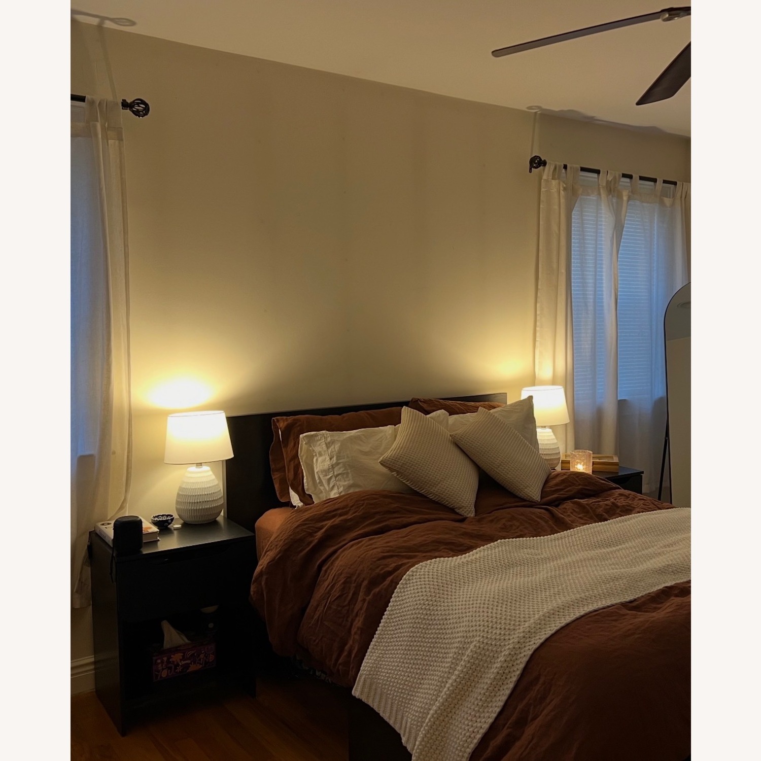 Wayfair Ebern Designs Black Wood Veneer Nightstands - image-2