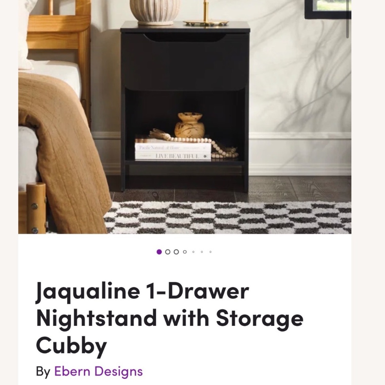 Wayfair Ebern Designs Black Wood Veneer Nightstands - image-4