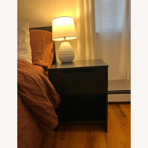 Used Wayfair Ebern Designs Black Wood Veneer Nightstands for sale on AptDeco
