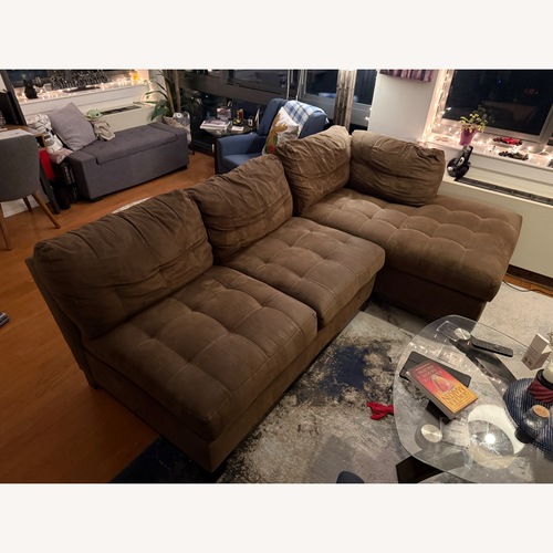 Used Microfiber 2 Piece Sectional w Chaise for sale on AptDeco