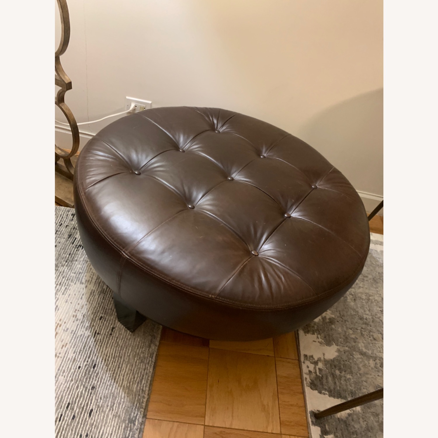 Pottery Barn Dark Brown Leather Coffee Table - image-1