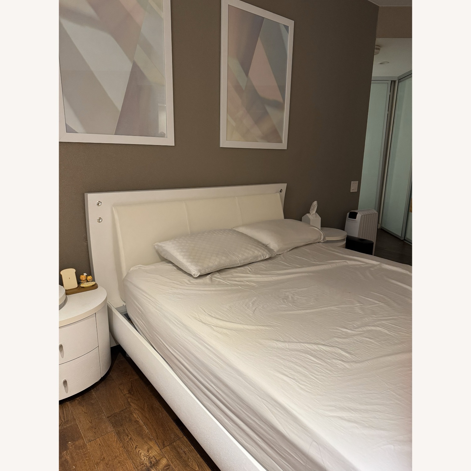 Italian Simple White Matte Bedframe Queen - image-1