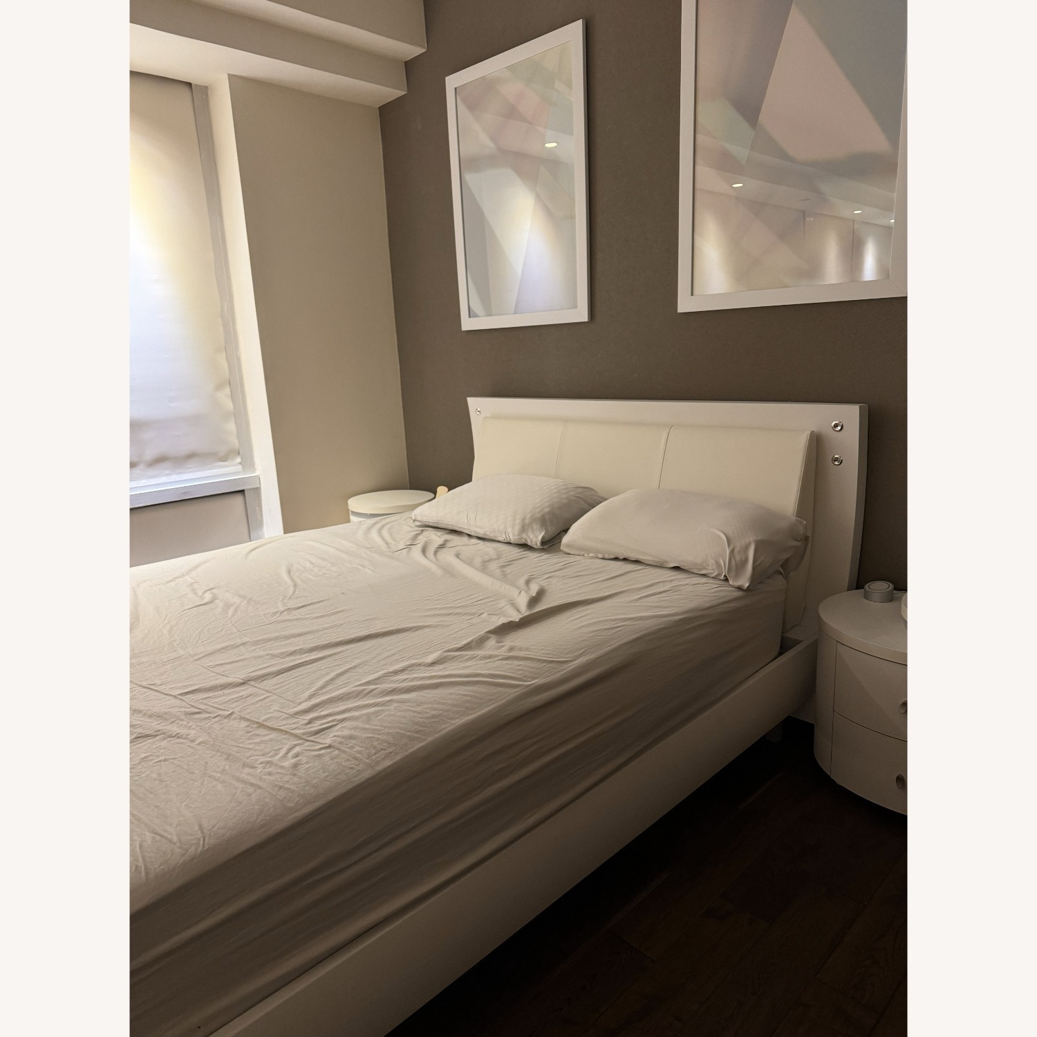 Italian Simple White Matte Bedframe Queen - image-2