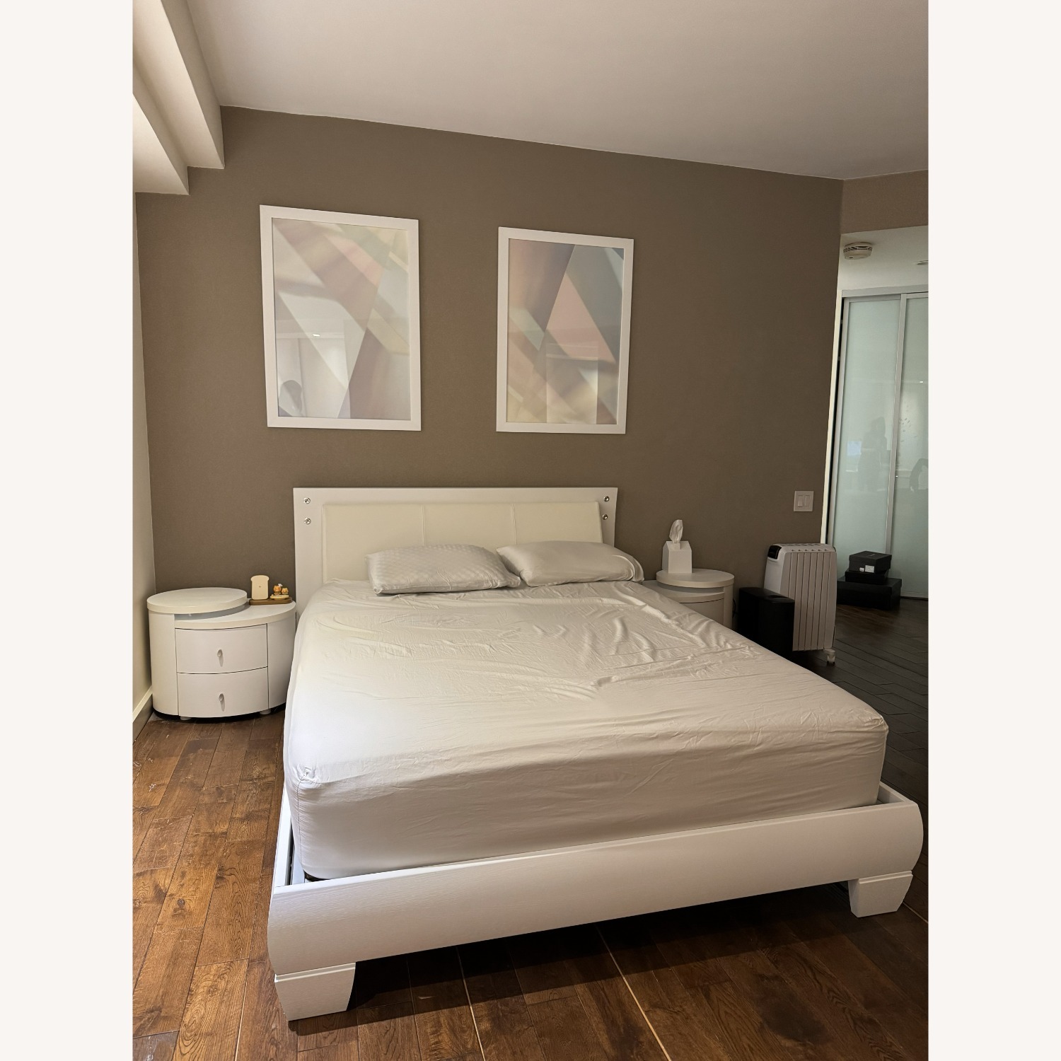 Italian Simple White Matte Bedframe Queen - image-0