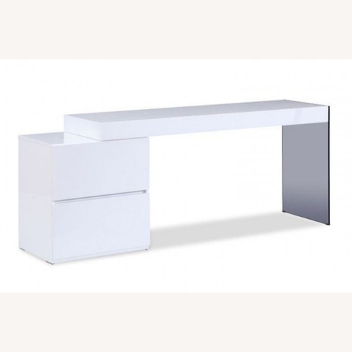 Used Mia Modern Office Desk – White High Gloss for sale on AptDeco