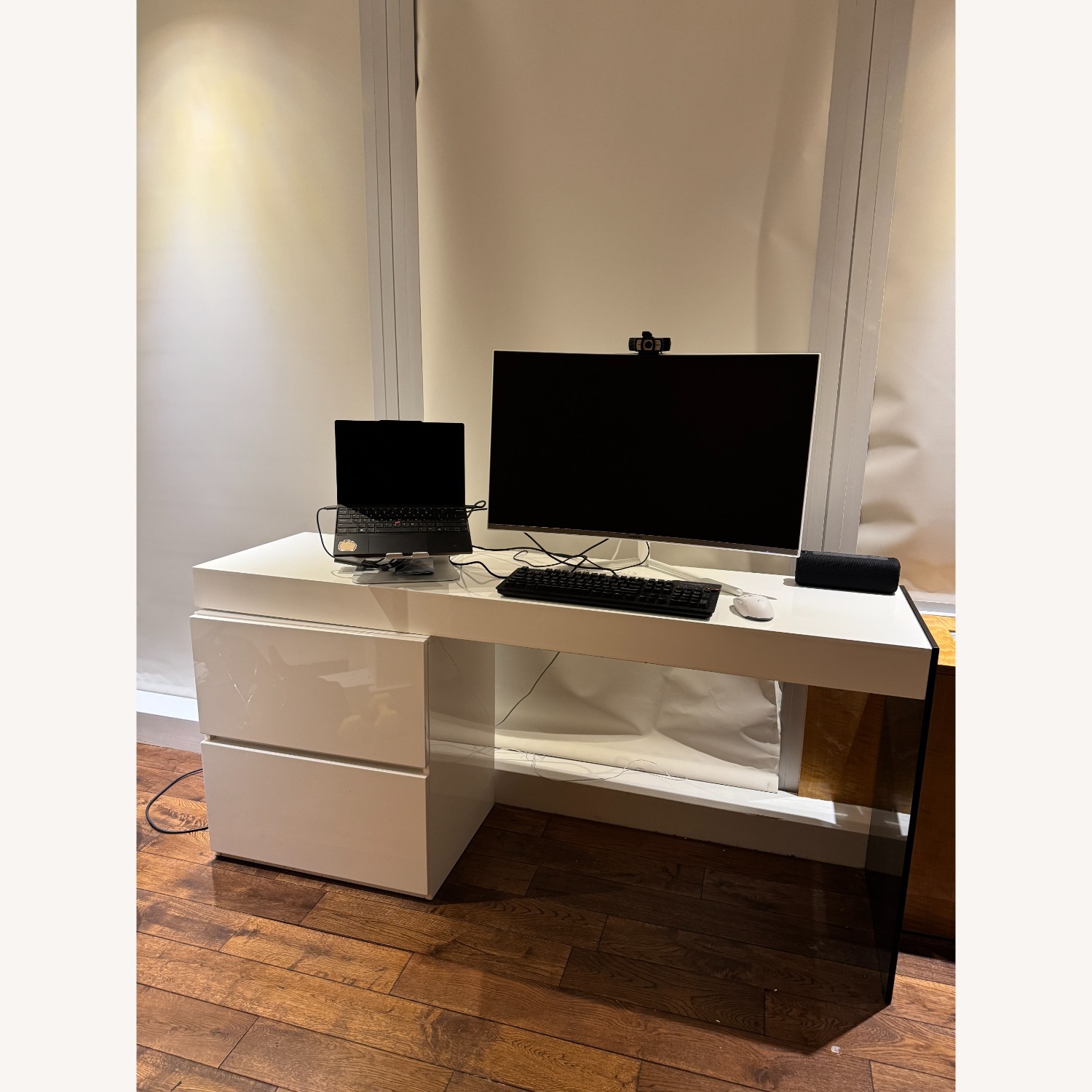  Mia Modern Office Desk – White High Gloss - image-2