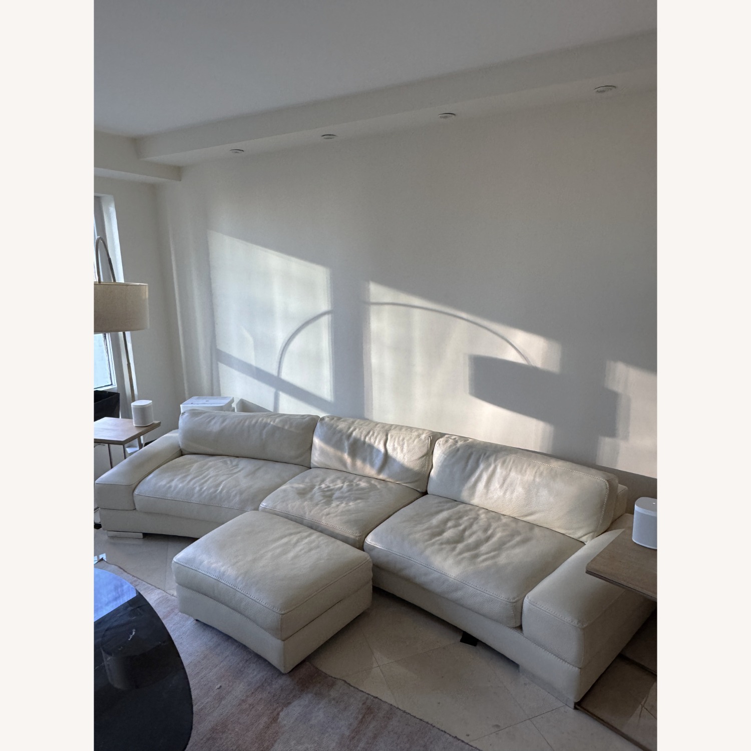 Roche Bobois 3-Seater Leather Sofa with Ottoman - image-4