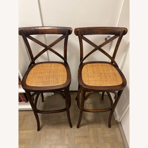 Used Ballard Designs Dark Brown Wood Stools for sale on AptDeco