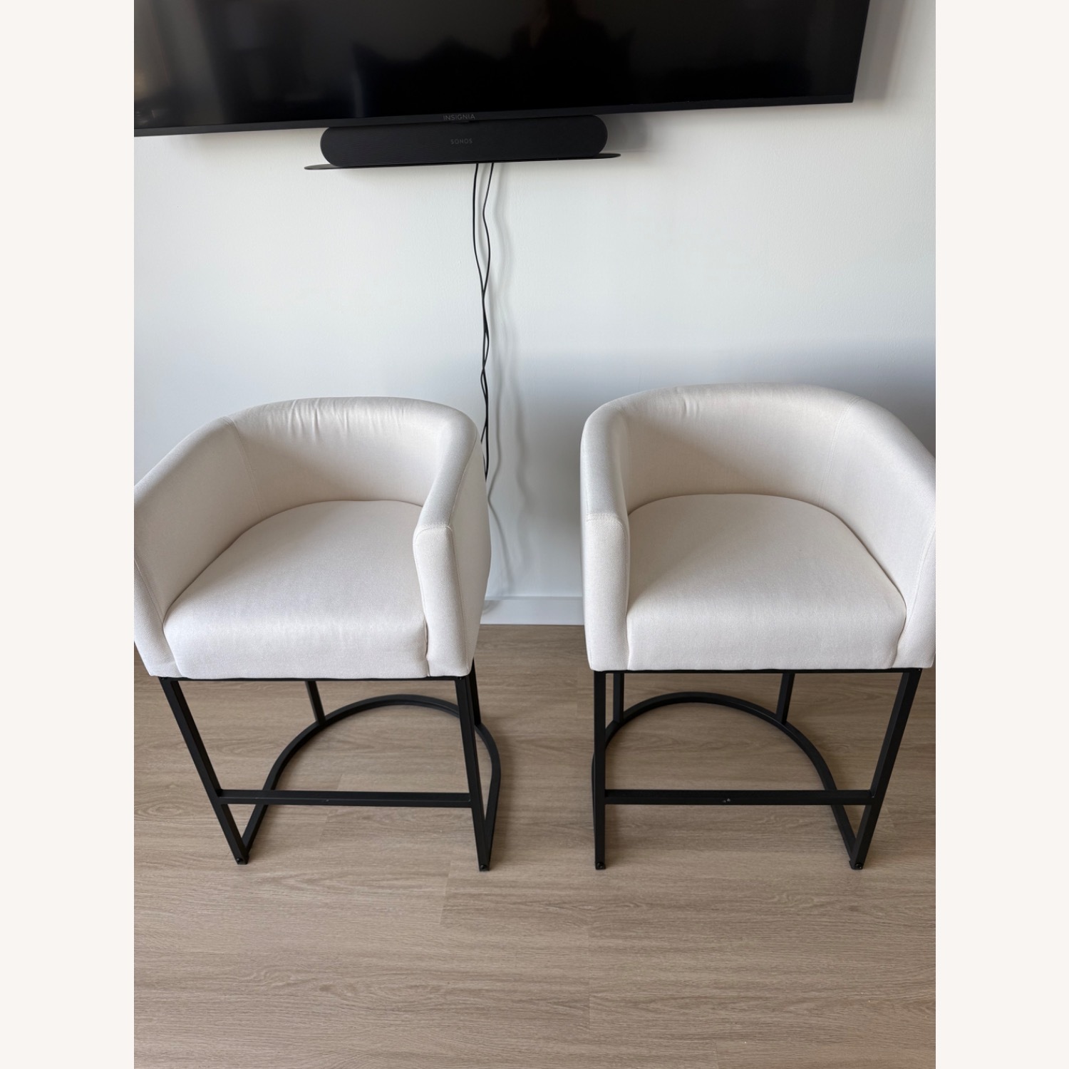 White Fabric Stools - image-1