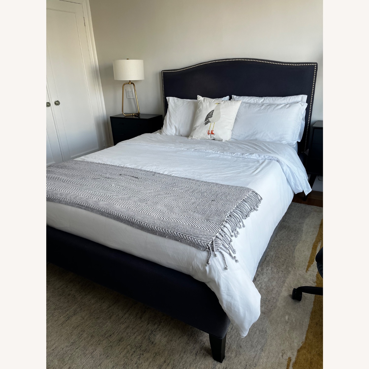 Crate and Barrel Colette Headboard and Bedframe - image-1
