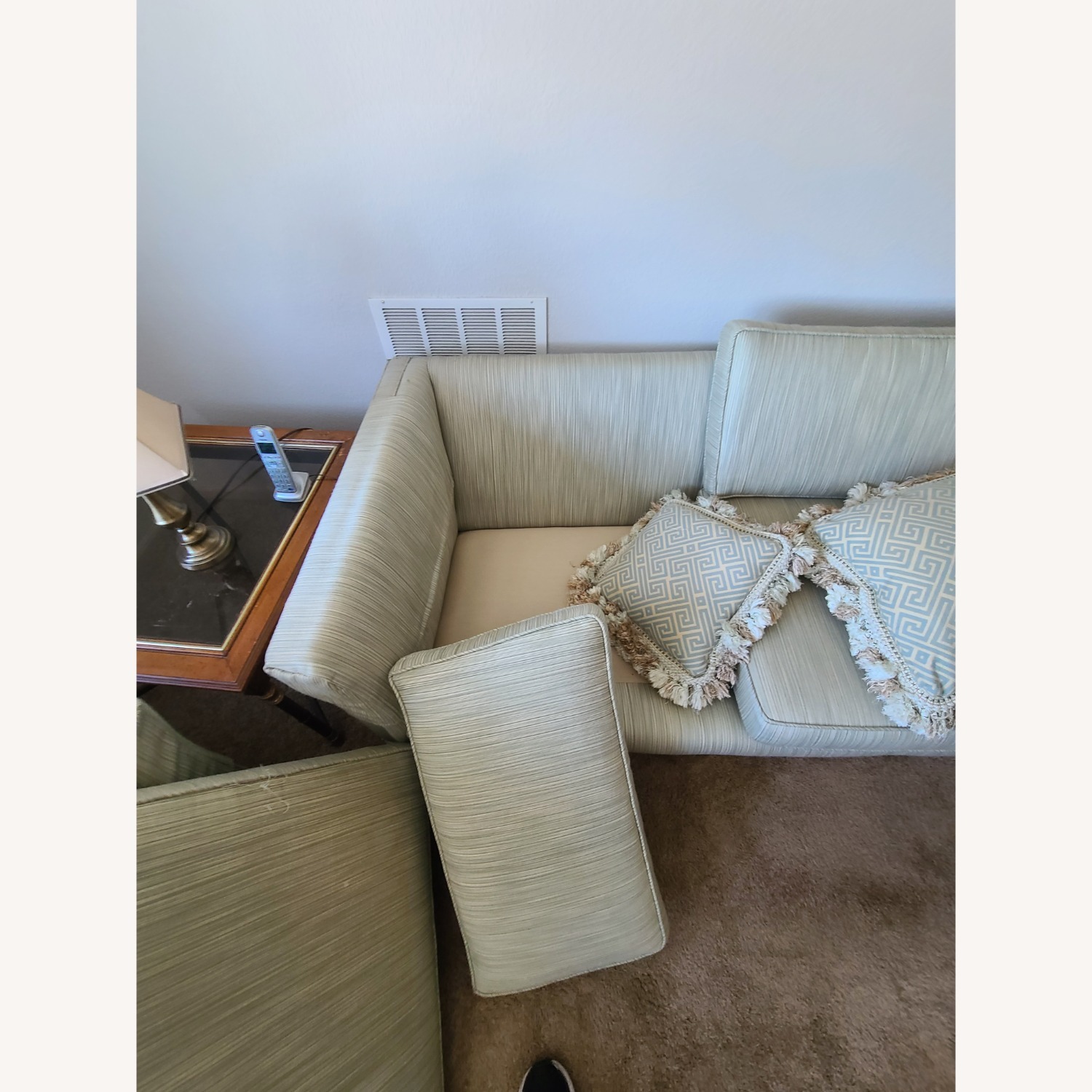 Light Gray Fabric Loveseat - image-5