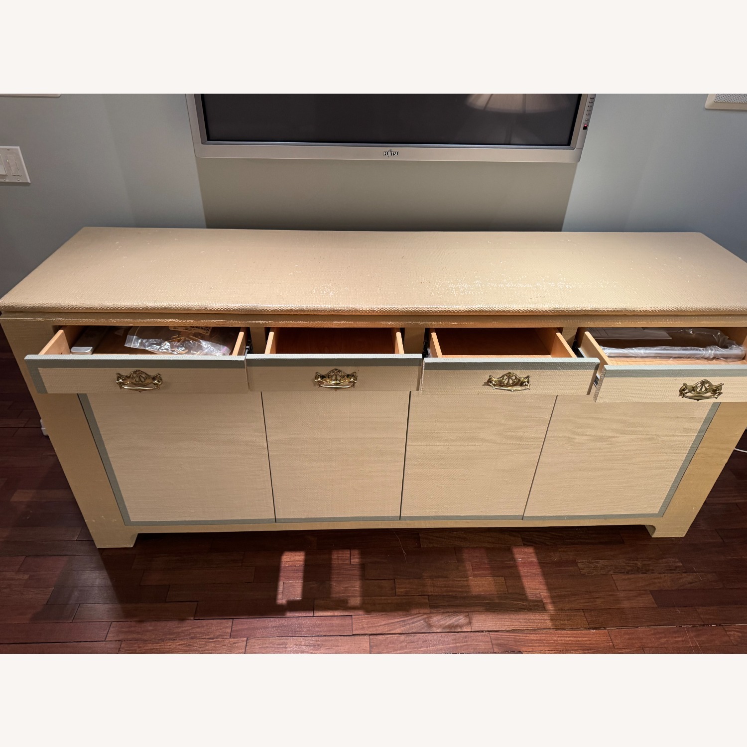 Custom Linen Wrapped Sideboard - image-1