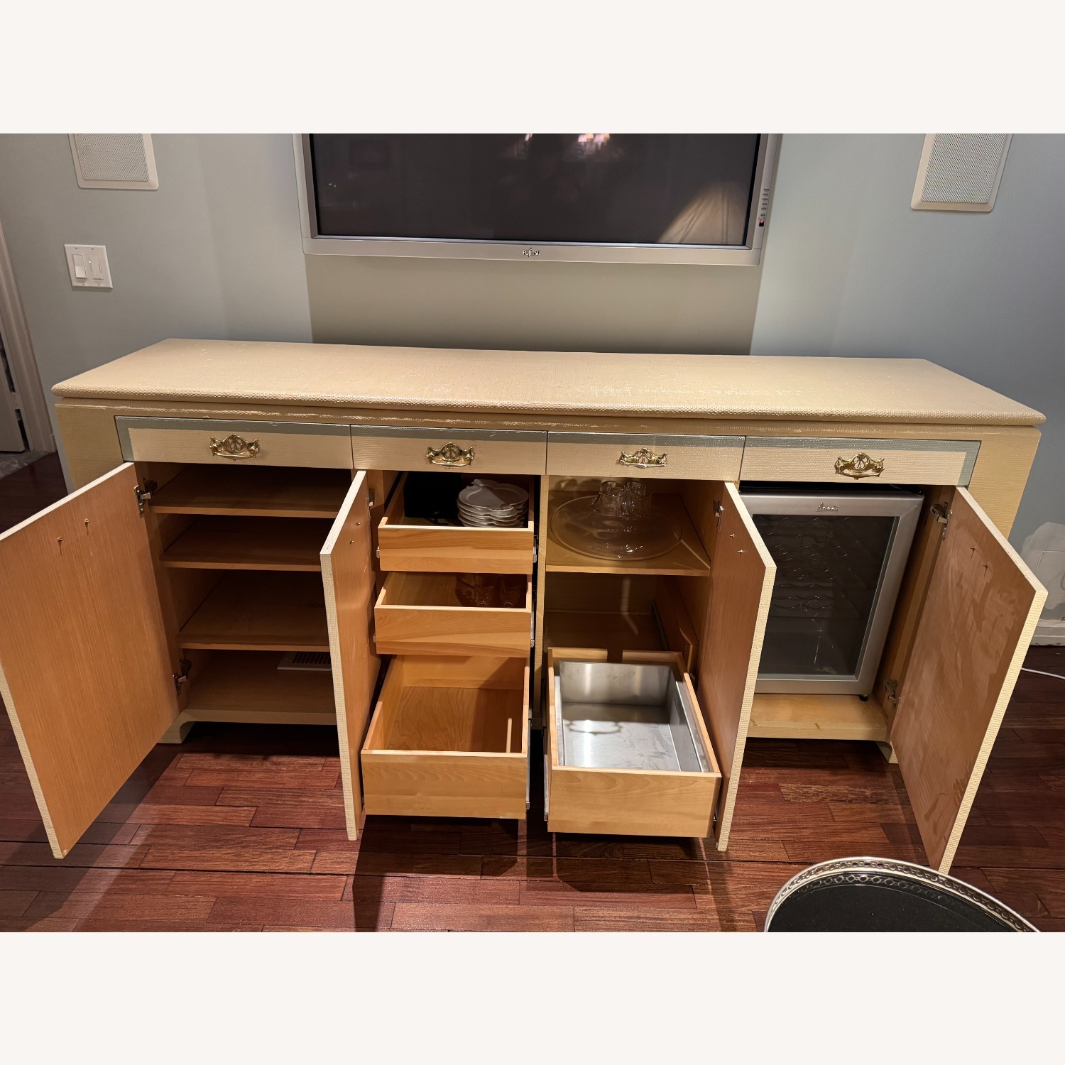 Custom Linen Wrapped Sideboard - image-2