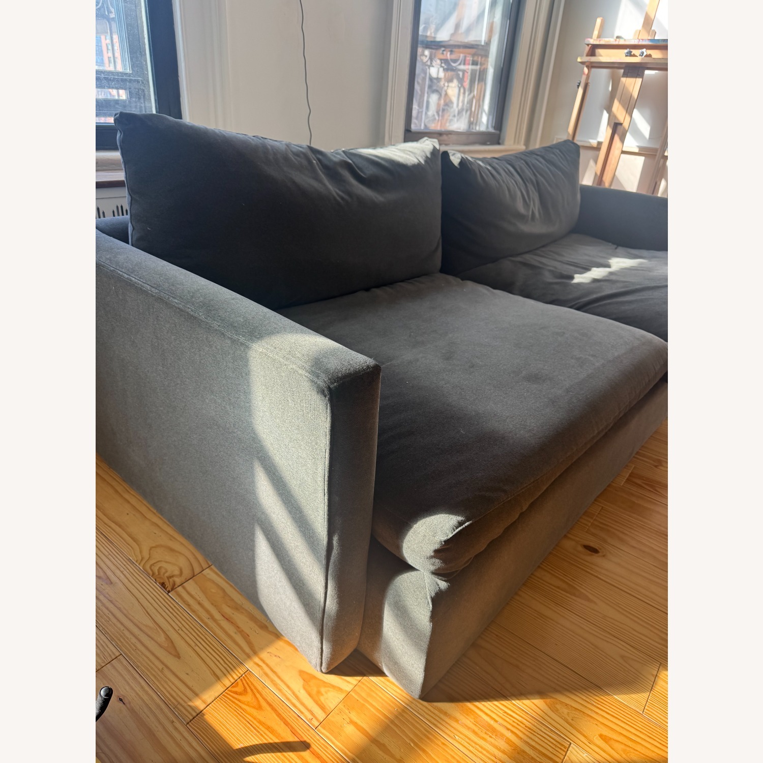 Crate & Barrel Green Velvet 2 Seater Sofa - image-2