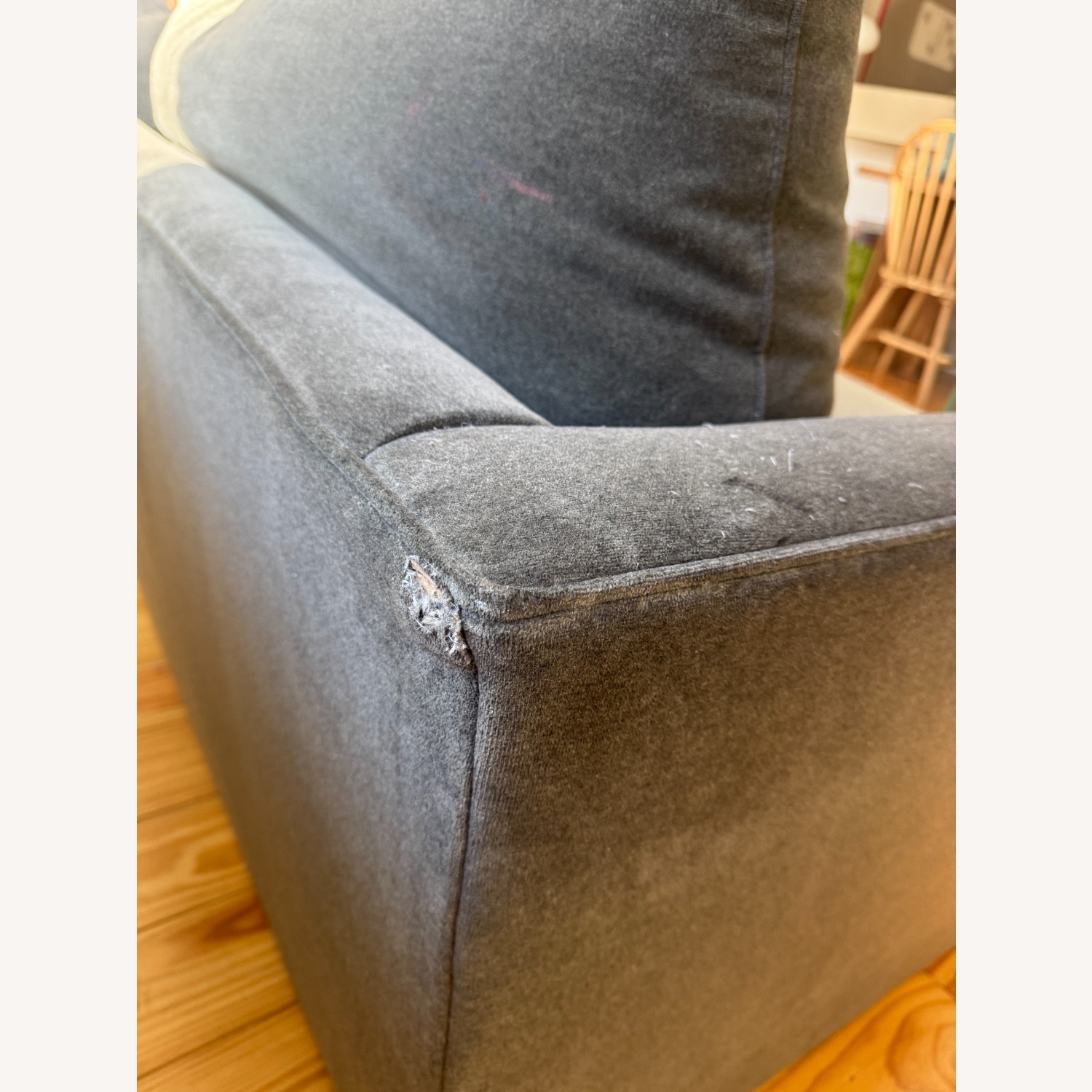 Crate & Barrel Green Velvet 2 Seater Sofa - image-3