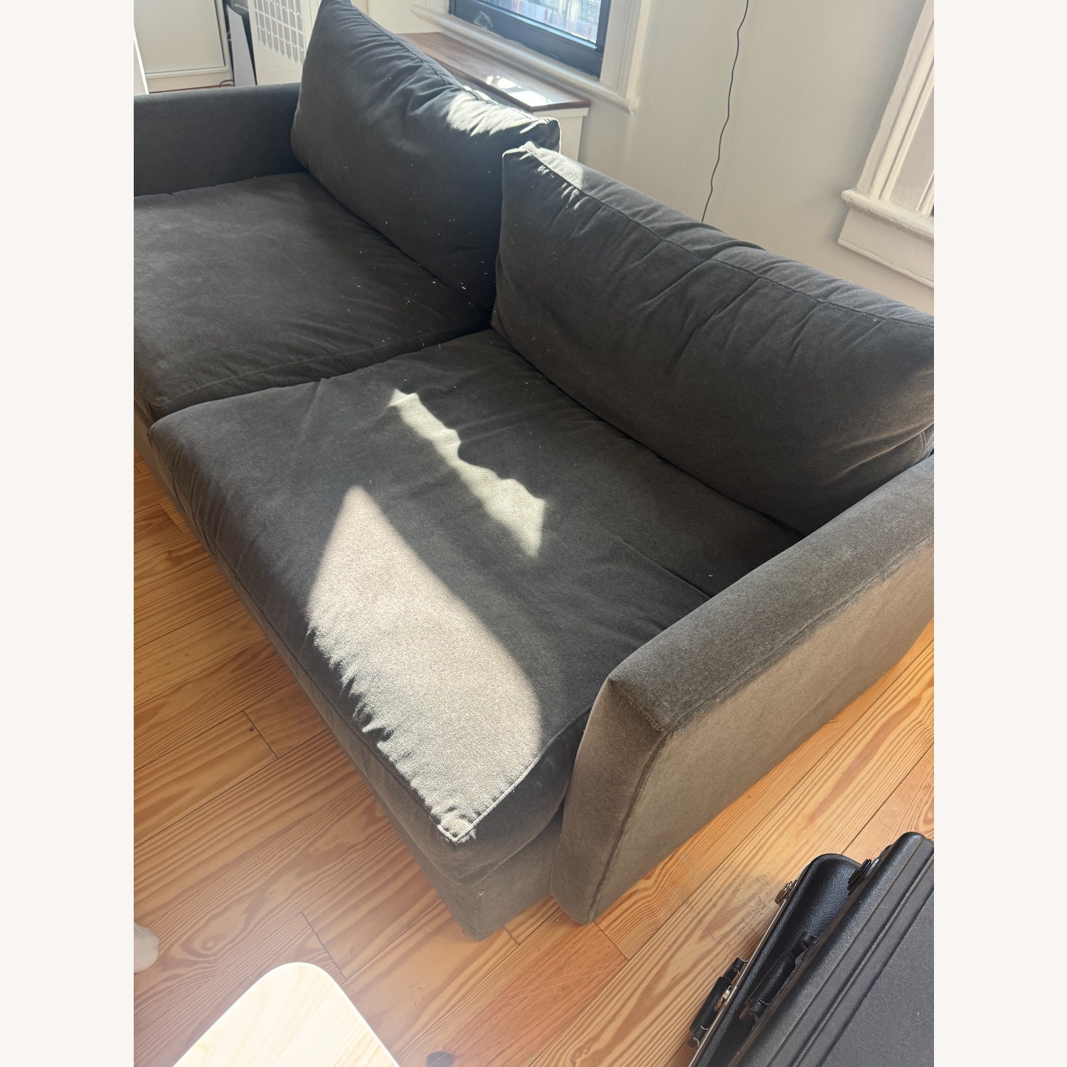 Crate & Barrel Green Velvet 2 Seater Sofa - image-4