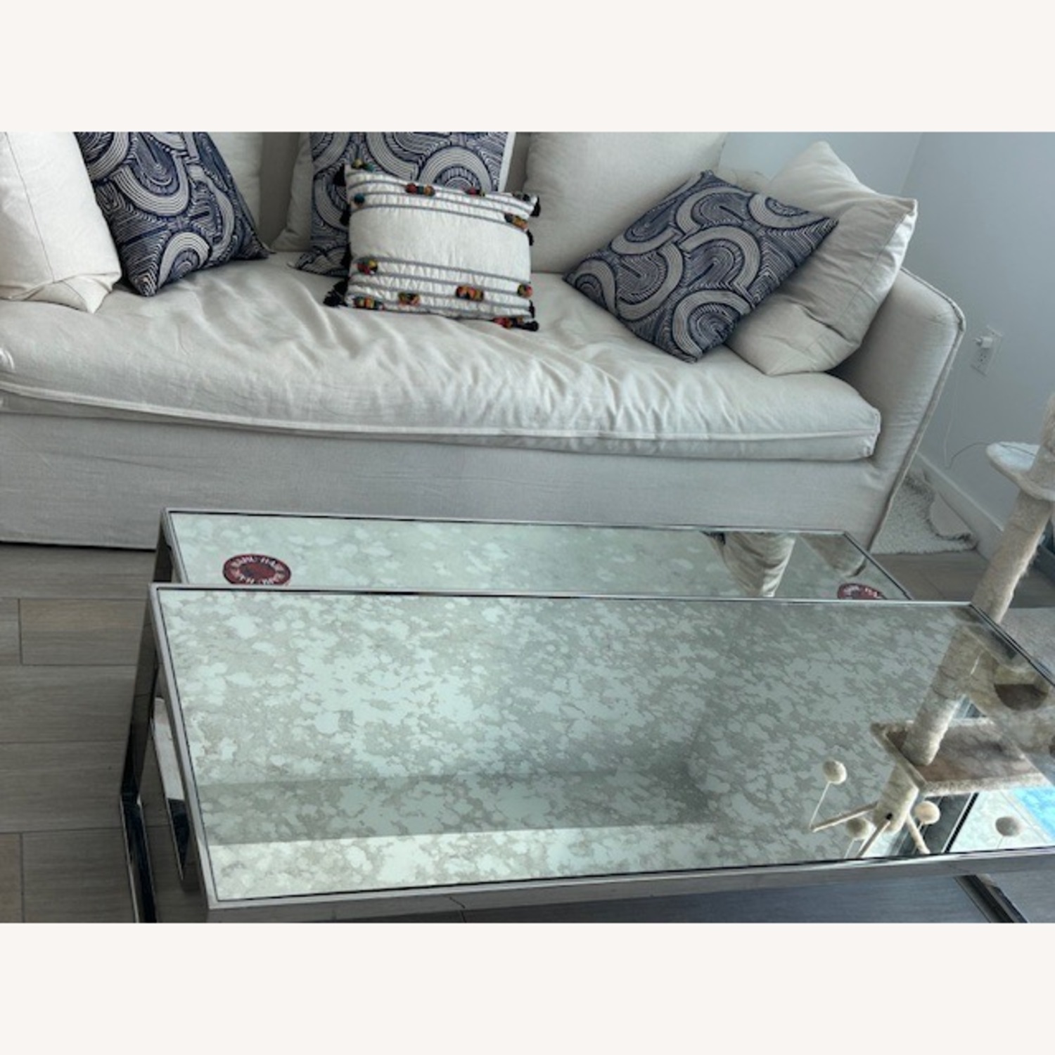 Restoration Hardware Astor Nesting Silver Coffee Tables - image-1