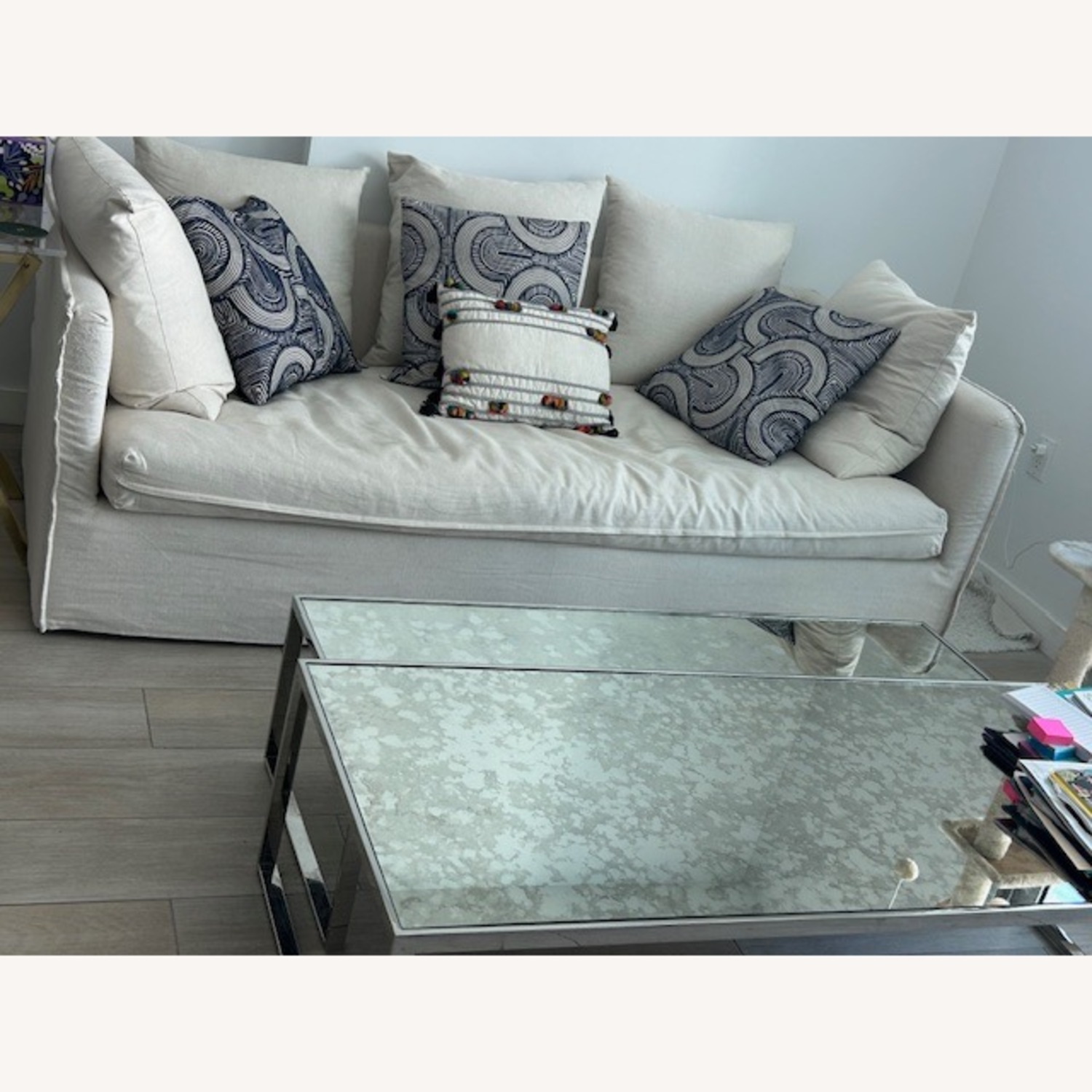 Restoration Hardware Astor Nesting Silver Coffee Tables - image-2