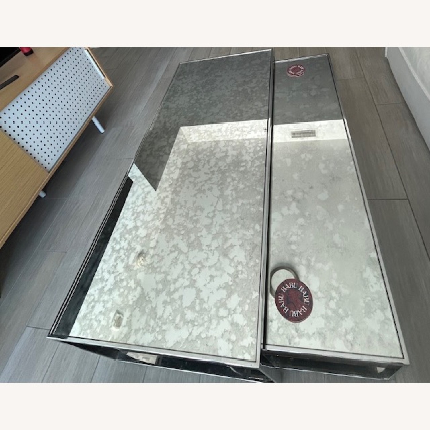 Restoration Hardware Astor Nesting Silver Coffee Tables - image-0