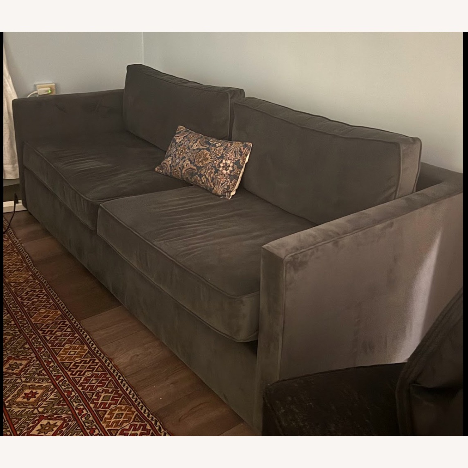 West Elm Harris Sofa Velvet Slate 86" - image-2