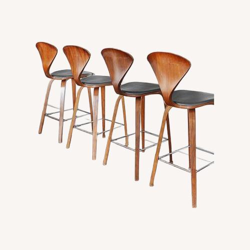Used 4 Walnut Cherner Stools With Grey Cushion for sale on AptDeco
