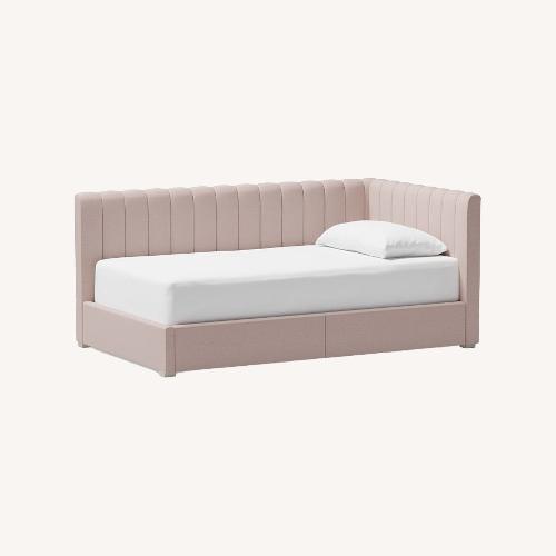 Used Pottery Barn Teen Avalon Natural Fabric Twin Bed for sale on AptDeco