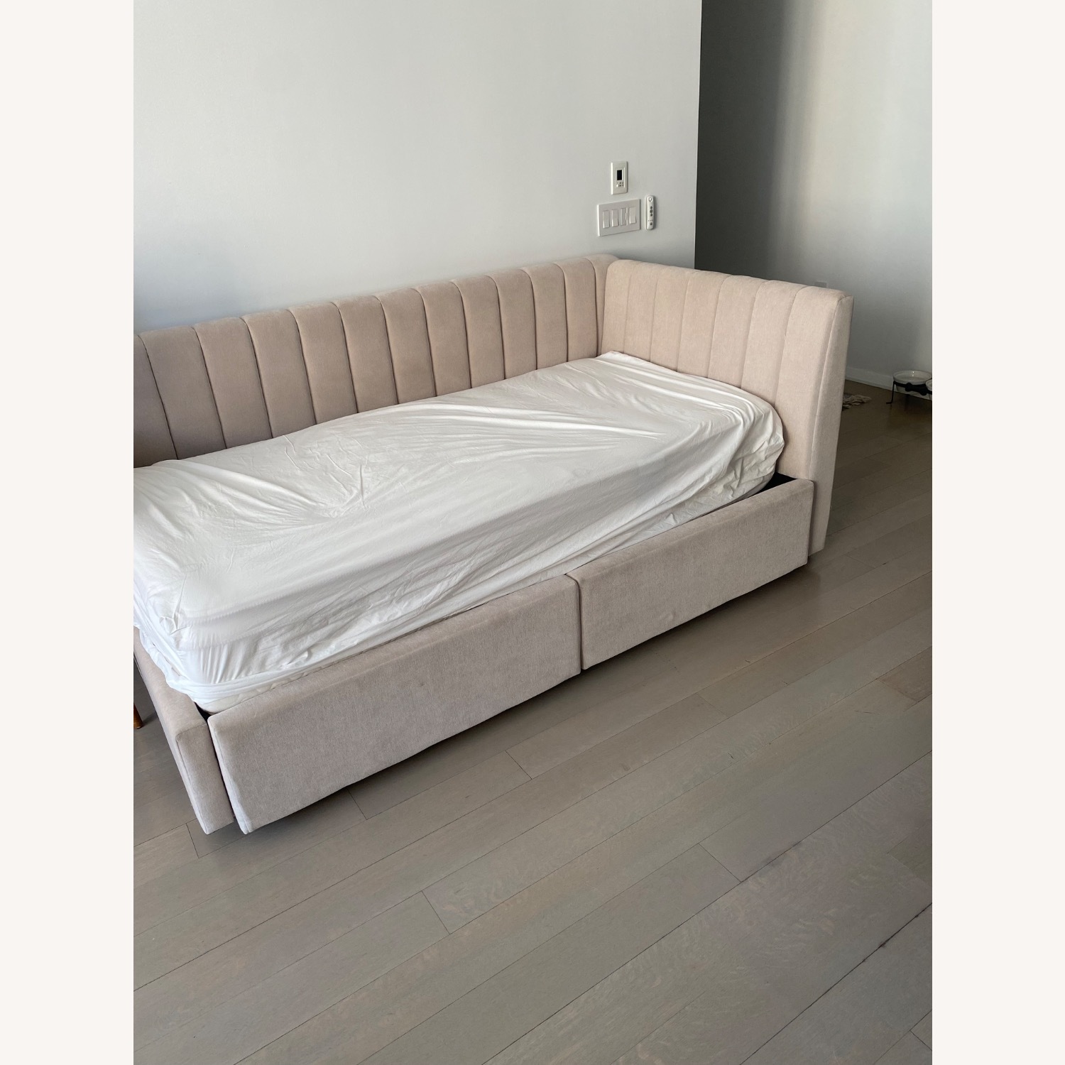 Pottery Barn Teen Avalon Natural Fabric Twin Bed - image-1