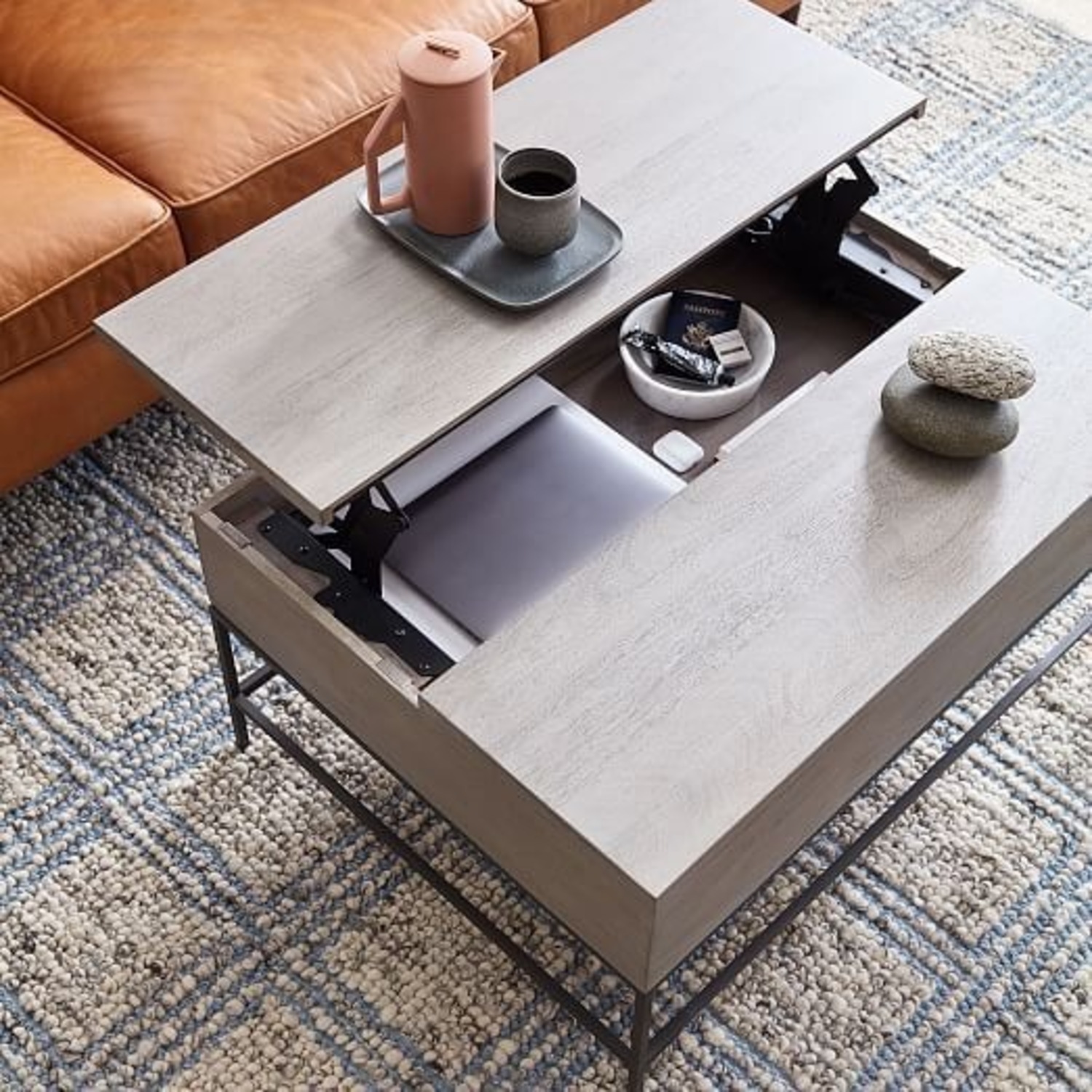 West Elm Industrial Storage Pop-Up Coffee Table - image-1