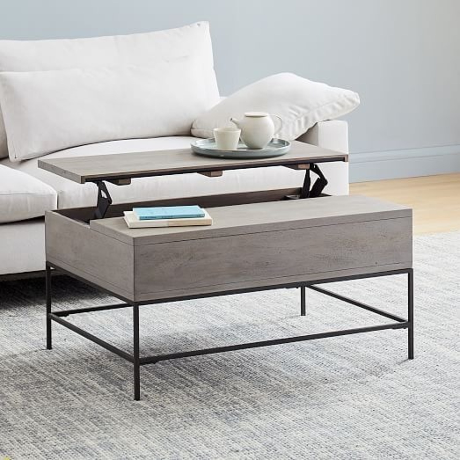 West Elm Industrial Storage Pop-Up Coffee Table - image-2