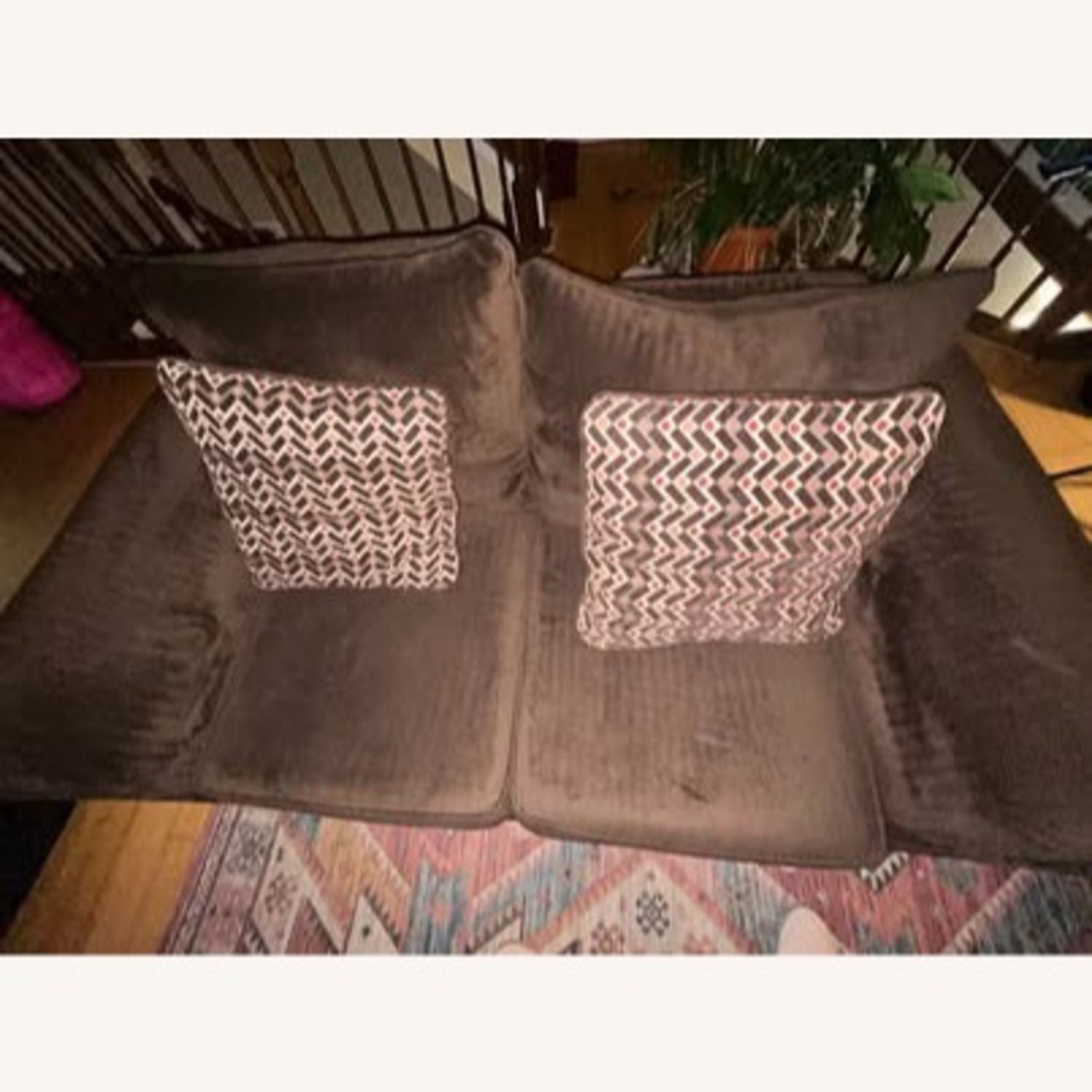 Ashley Furniture Dark Brown Loveseat & Ottoman - image-0