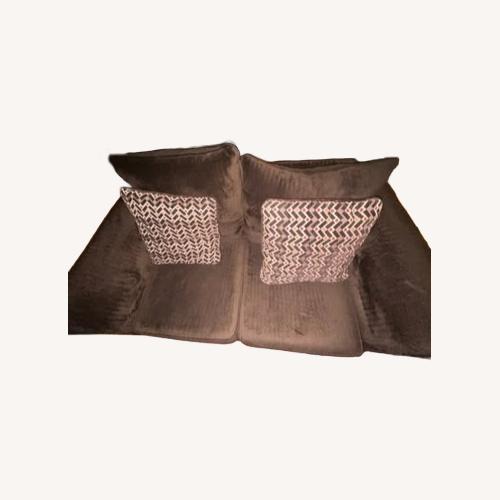 Used Ashley Furniture Dark Brown Loveseat & Ottoman for sale on AptDeco