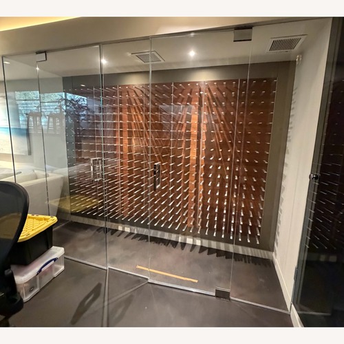 Used STACT Walnut Designer 504-Bottle Wine Wall for sale on AptDeco